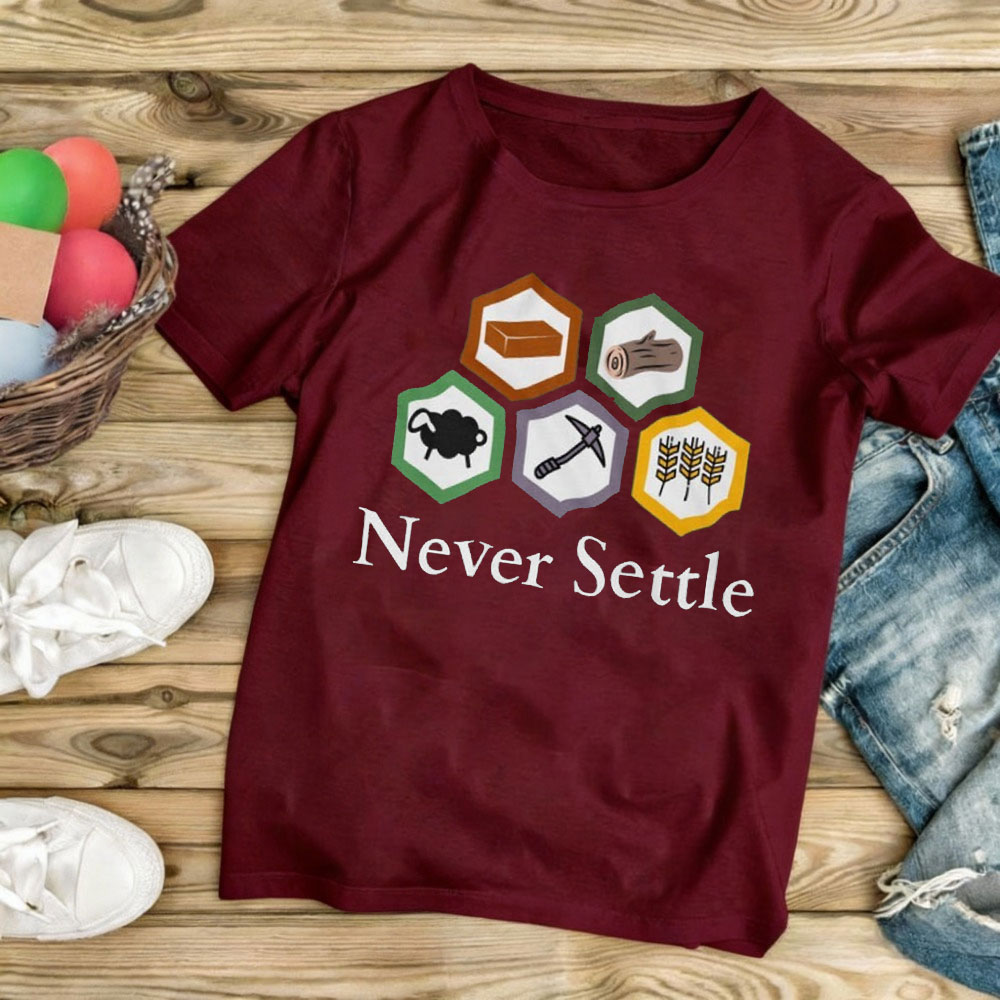 Never Settle Catan Shirt Vinta - Board Game Catan review and price